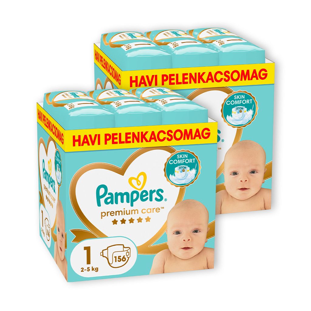INGYENES SZÁLLÍTÁS - Pampers Premium Care pelenka 1, 2-5 kg, HAVI PELENKACSOMAG 1+1 312 db 