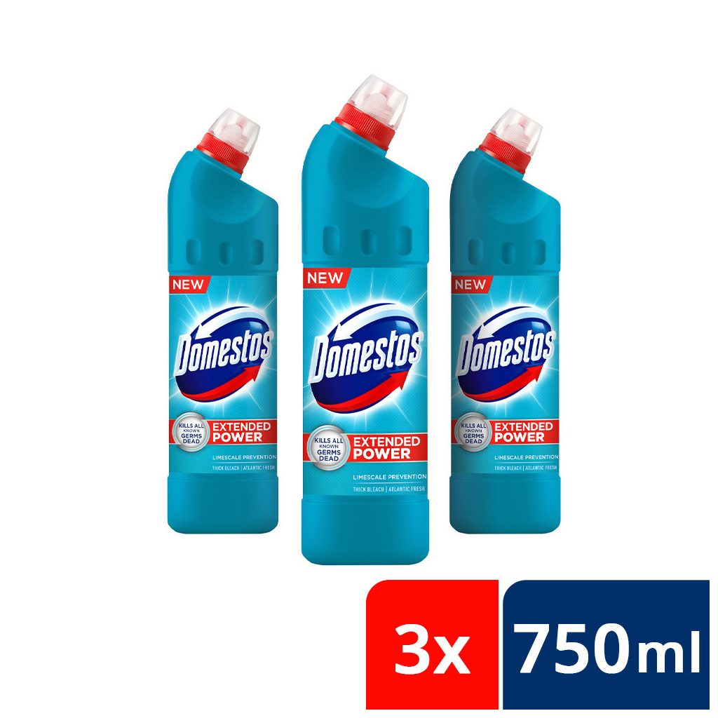 Domestos Extended Power fertőtlenítő hatású folyékony tisztítószer, atlantic (3x750 ml)