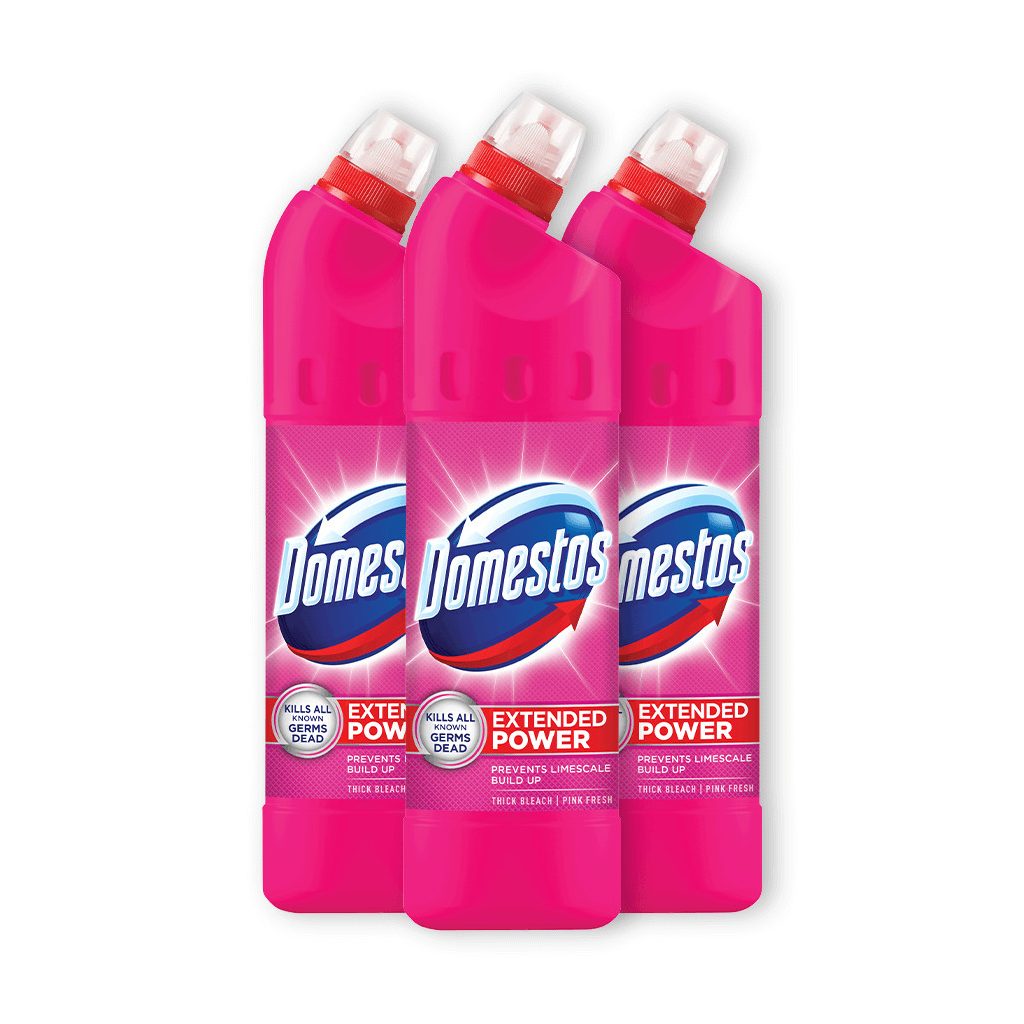 Domestos Extended Power fertőtlenítő hatású folyékony tisztítószer, pink (3x750 ml)