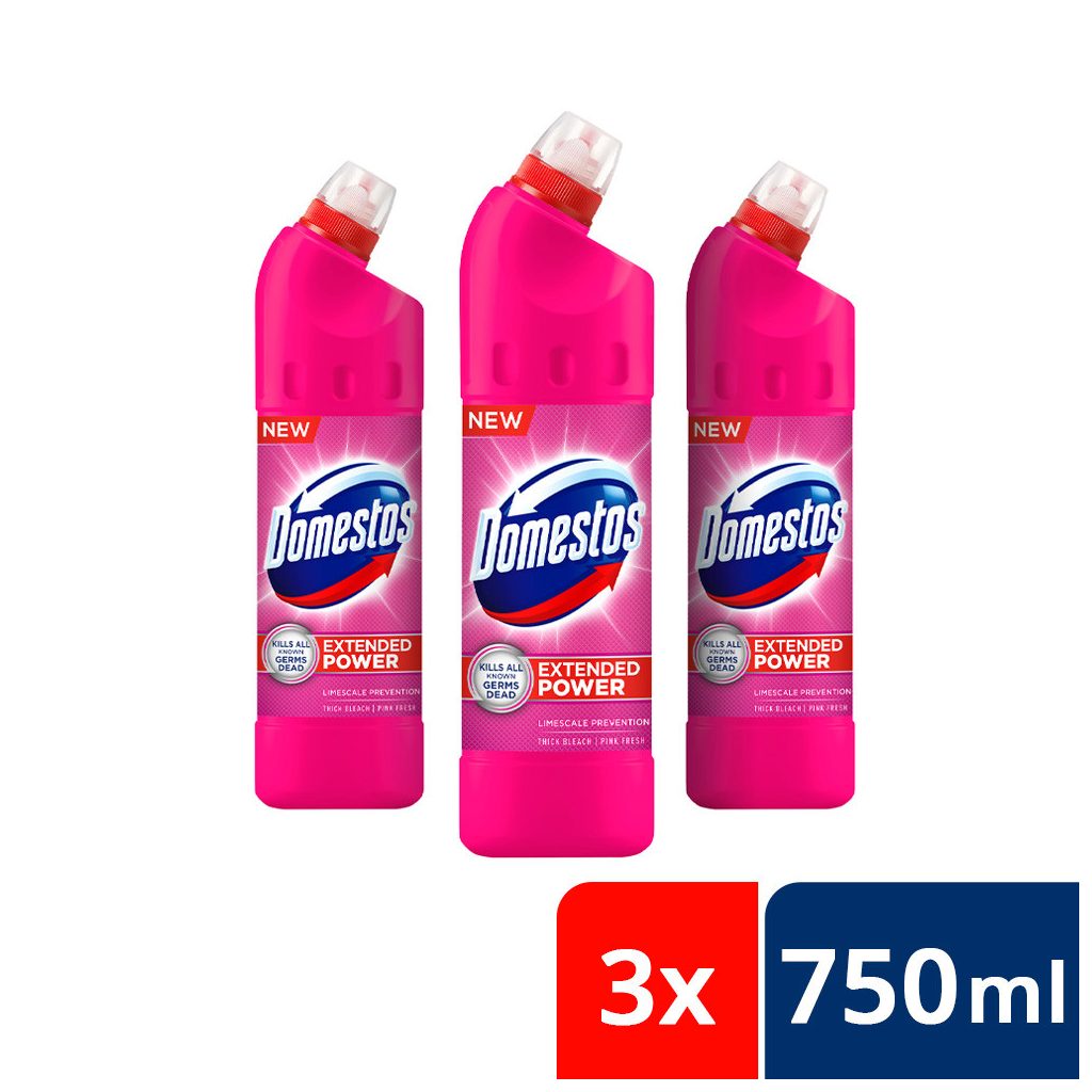 Domestos Extended Power fertőtlenítő hatású folyékony tisztítószer, pink (3x750 ml)