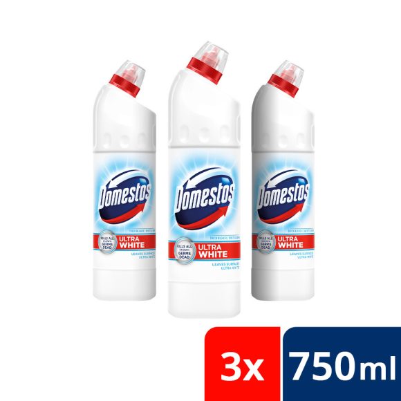 Domestos Extended Power fertőtlenítő hatású folyékony tisztítószer, white & shine (3x750 ml)