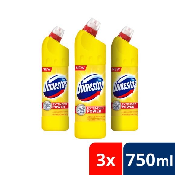 Domestos Extended Power fertőtlenítő hatású folyékony tisztítószer, citrus (3x750 ml)