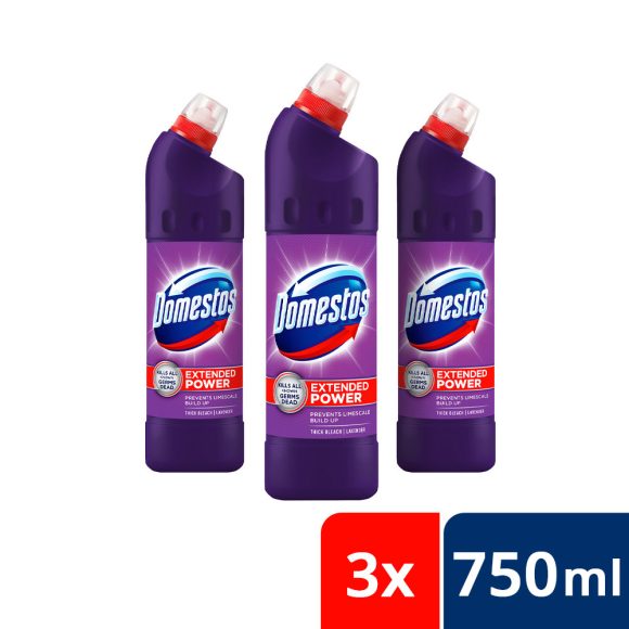 Domestos Extended Power fertőtlenítő hatású folyékony tisztítószer, lavender (3x750 ml)