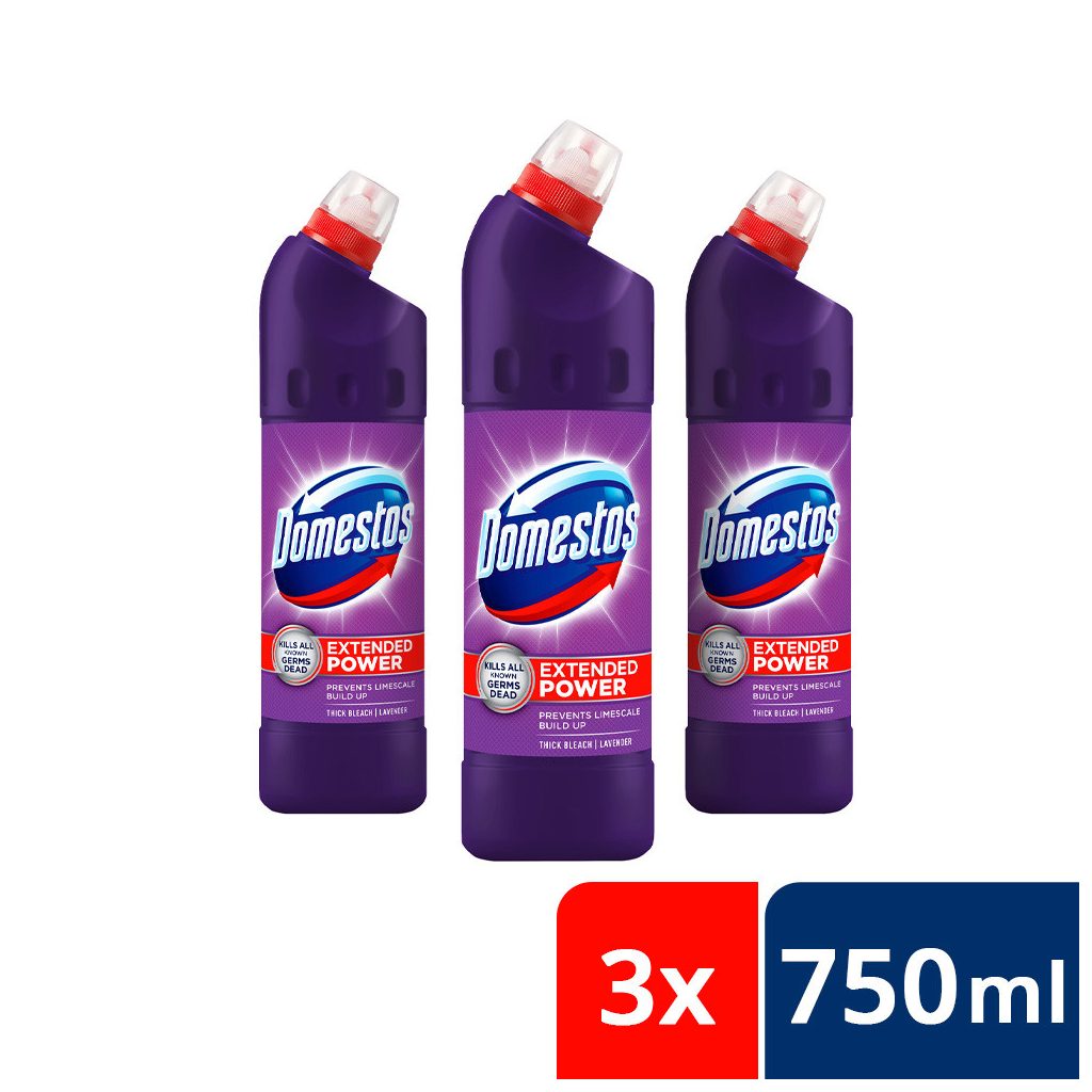 Domestos Extended Power fertőtlenítő hatású folyékony tisztítószer, lavender (3x750 ml)