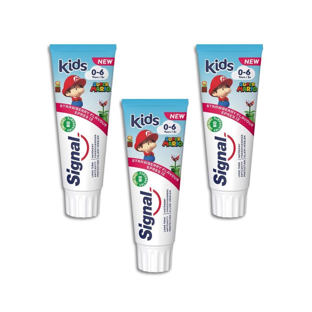 Signal Kids gyermekfogkrém, eper ízű 0-6 év (3x75 ml)