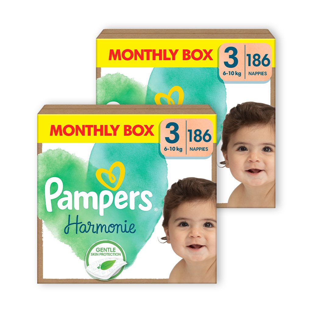 INGYENES SZÁLLÍTÁS - Pampers Harmonie pelenka 3, 6-10 kg, HAVI PELENKACSOMAG 372 db + ajándék Harmonie törlőkendő
