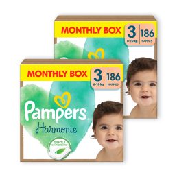   INGYENES SZÁLLÍTÁS - Pampers Harmonie pelenka 3, 6-10 kg, HAVI PELENKACSOMAG 372 db + ajándék Harmonie törlőkendő