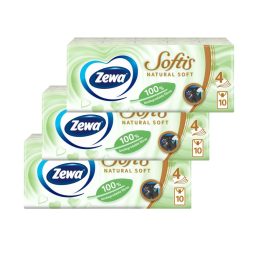   Zewa Softis Natural Soft 4 rétegű papírzsebkendő (3x10x9 db)