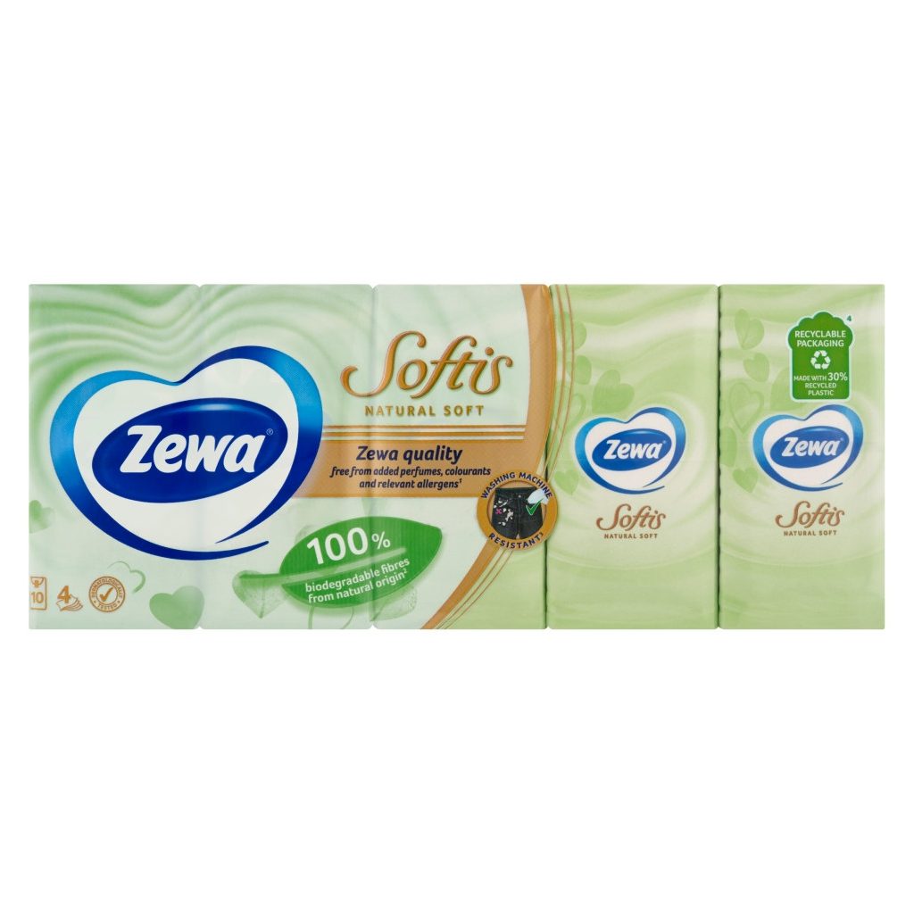 Zewa Softis Natural Soft 4 rétegű papírzsebkendő (3x10x9 db)