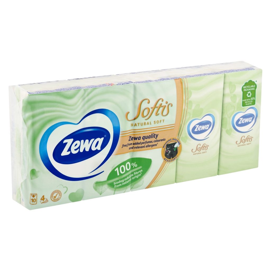 Zewa Softis Natural Soft 4 rétegű papírzsebkendő (3x10x9 db)