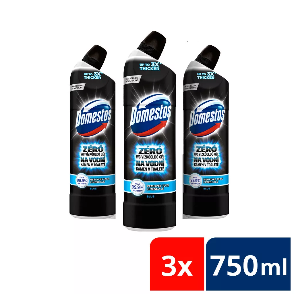 Domestos Zéró WC vízkőoldó, blue (3x750 ml)
