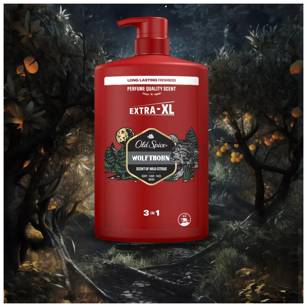 Old Spice Wolfthorn 3 az 1-ben Tusfürdő és Sampon (2x1000 ml)