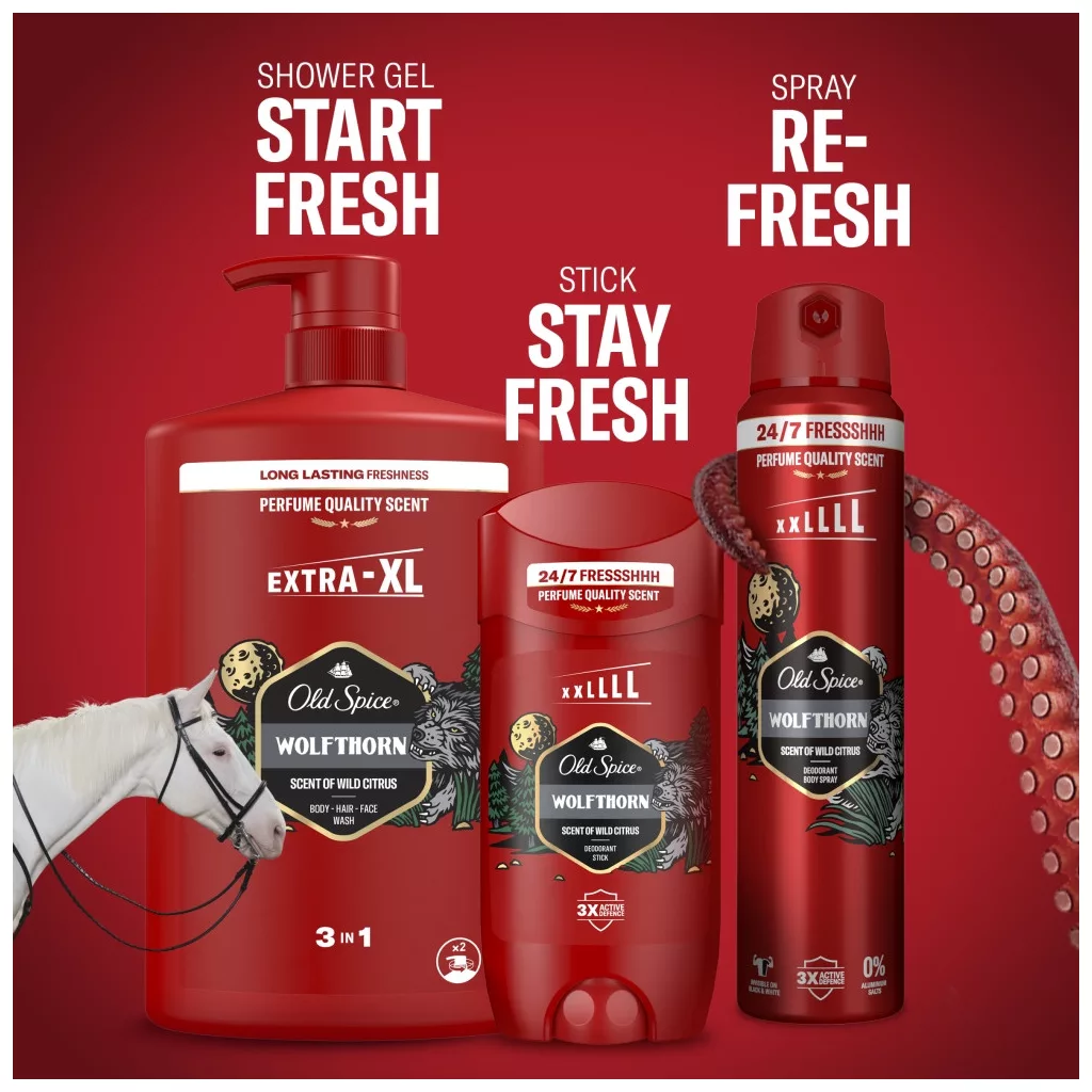 Old Spice Wolfthorn 3 az 1-ben Tusfürdő és Sampon (2x1000 ml)