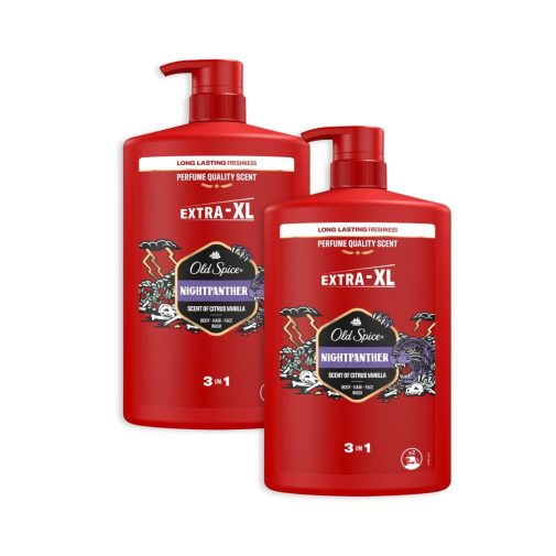 Old Spice Night Panther 3 az 1-ben Tusfürdő és Sampon (2x1000 ml)