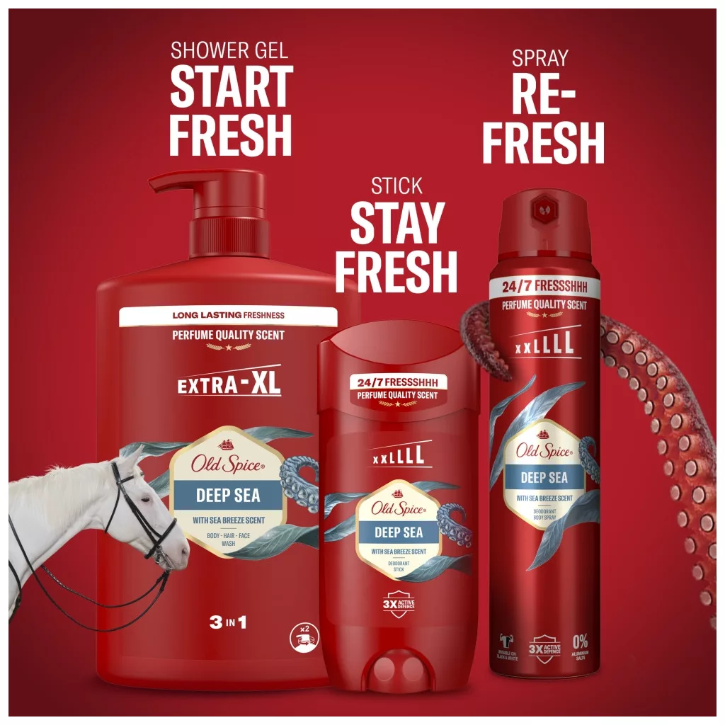 Old Spice Deep Sea 3 az 1-ben Tusfürdő és Sampon (2X1000 ml)