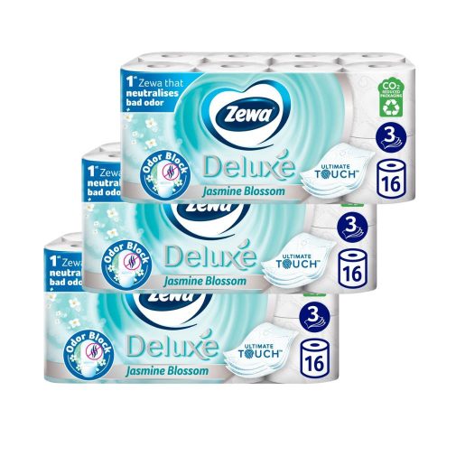 Zewa Deluxe Jasmine Blossom toalettpapír 3 rétegű (3x16 tekercs) + ajándék nedves wc-papír