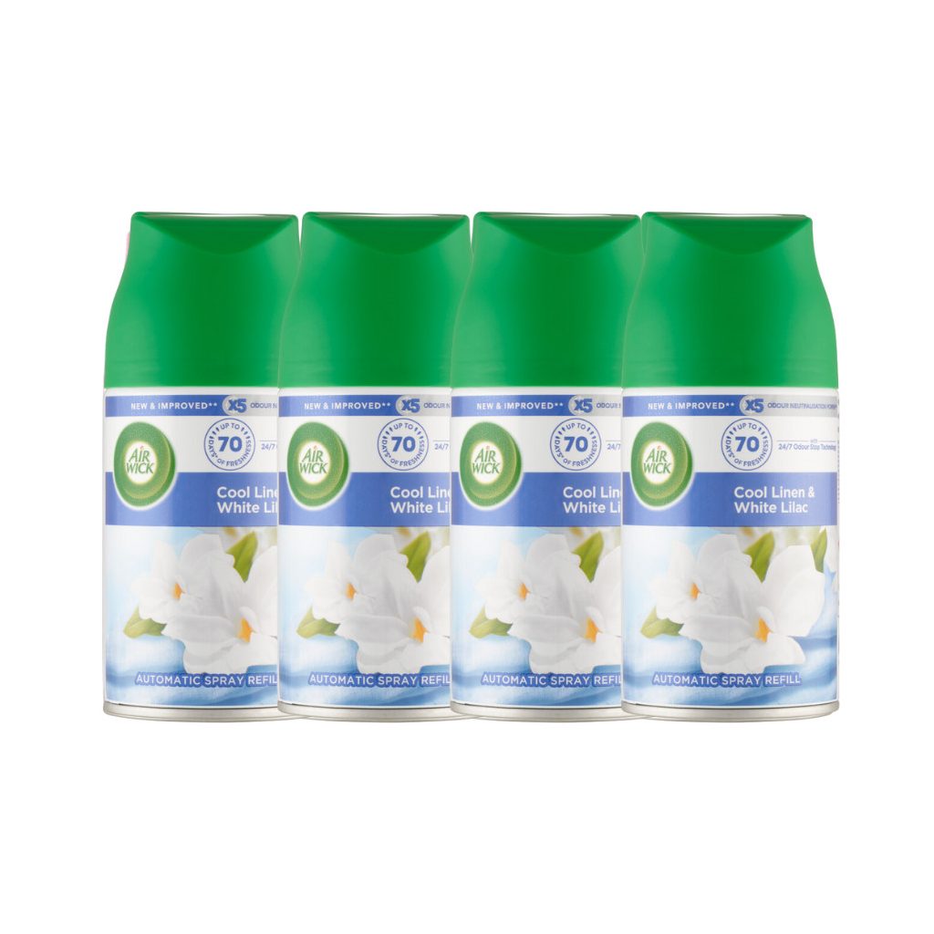Air Wick Freshmatic Automata Légfrissítő spray utántöltő, Friss Ruha és Fehér Liliom (4x250 ml)