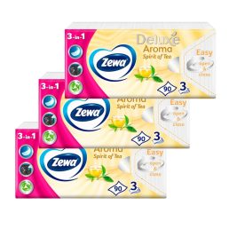   Zewa Deluxe Spirit of Tea 3 rétegű illatosított papírzsebkendő (3x90 db)