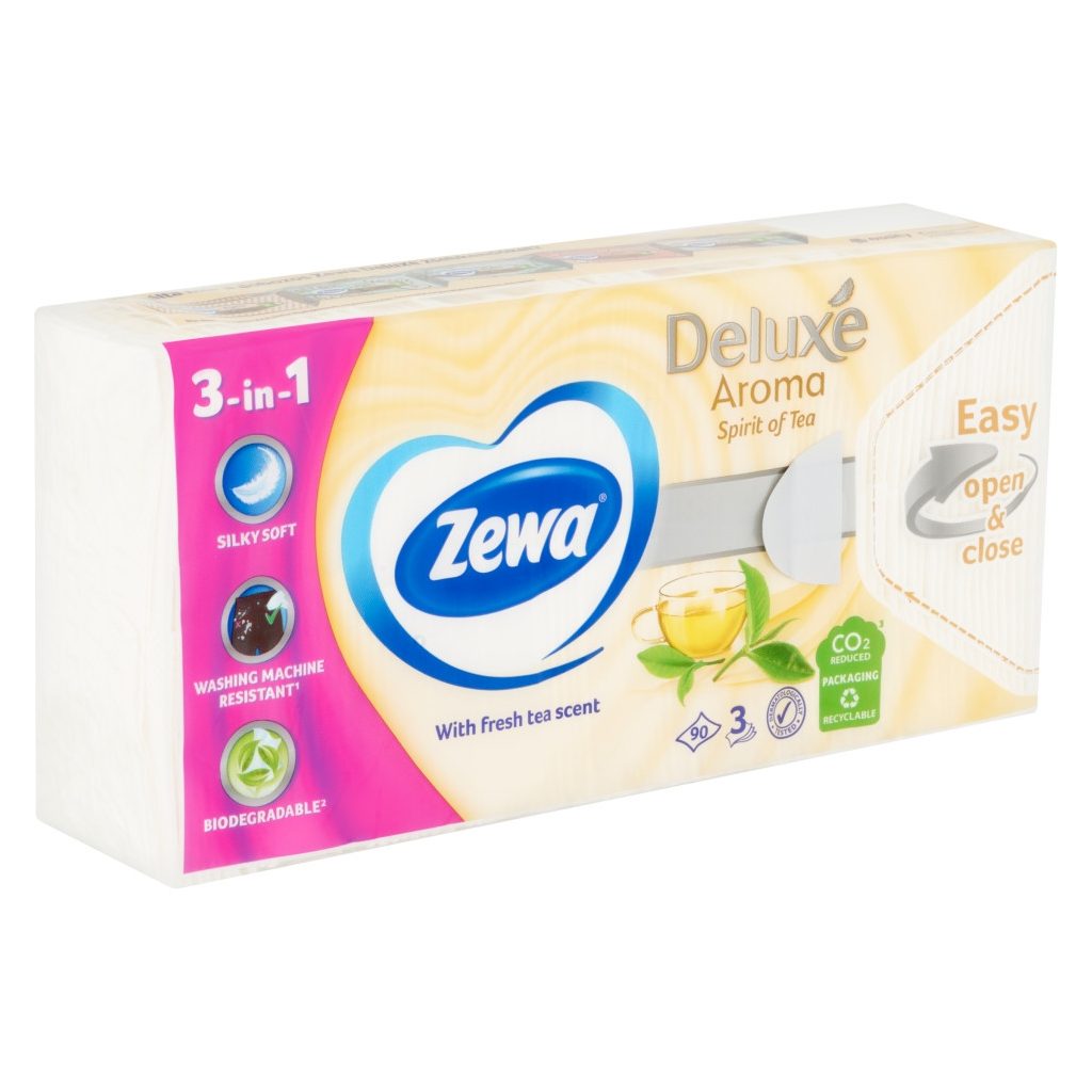 Zewa Deluxe Spirit of Tea 3 rétegű illatosított papírzsebkendő (3x90 db)