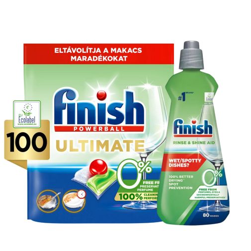 INGYENES SZÁLLÍTÁS - Finish Ultimate Green csomag 100 kapszulával és öblítővel