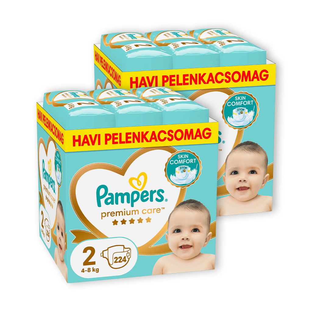 INGYENES SZÁLLÍTÁS - Pampers Premium Care pelenka 2, 4-8 kg, HAVI PELENKACSOMAG 1+1 448 db 