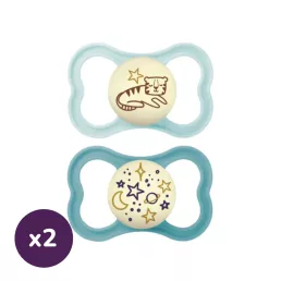   MAM Supreme Night világítós szilikon játszócumi 16 hó+, 2+2db (fiús)