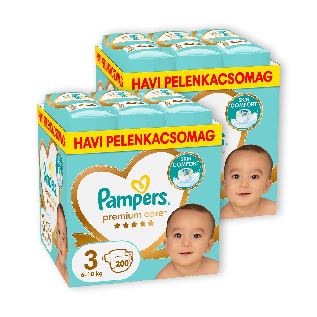 INGYENES SZÁLLÍTÁS - Pampers Premium Care pelenka 3, 6-10 kg, HAVI PELENKACSOMAG 1+1, 400 db