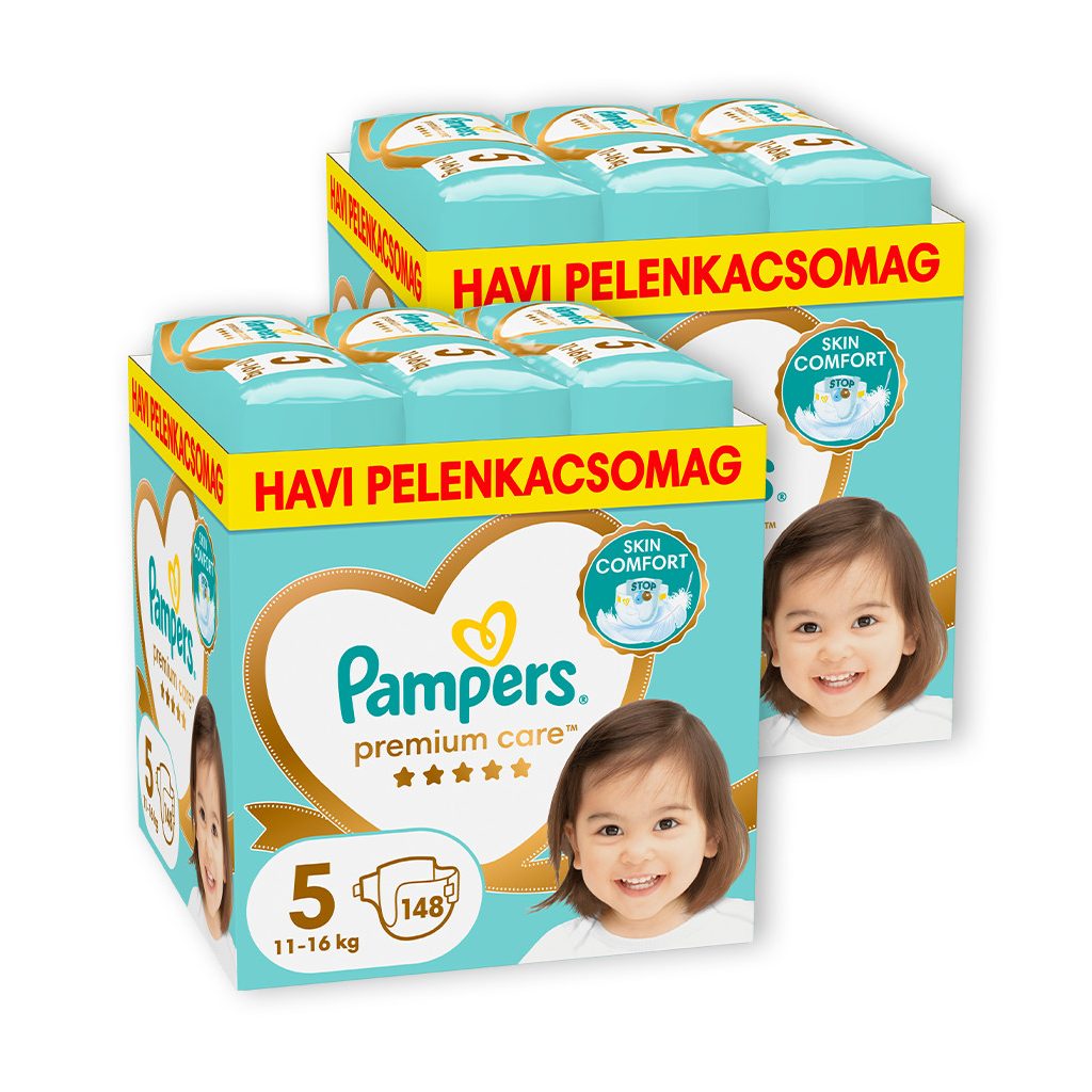 INGYENES SZÁLLÍTÁS - Pampers Premium Care pelenka 5, 11-16 kg, HAVI PELENKACSOMAG 1+1, 296 db