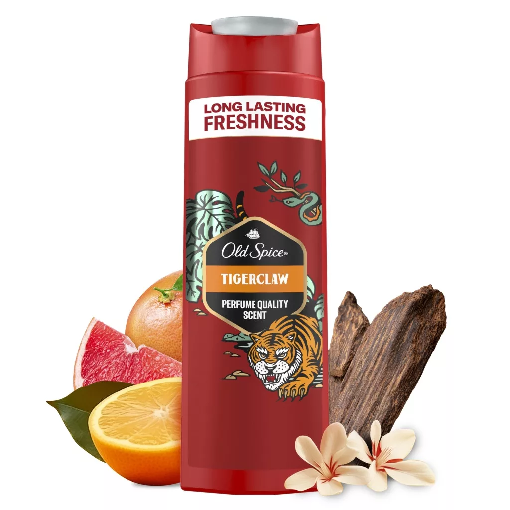 Old Spice Tiger Claw 3 az 1-ben tusfürdő és sampon férfiaknak (2x400 ml)