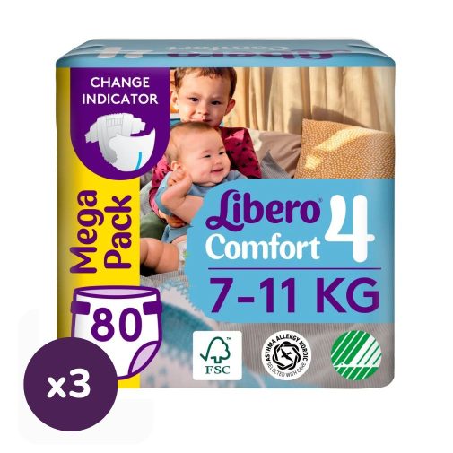 Libero Comfort 4 pelenka, 7-11 kg, MÁSFÉL HAVI PELENKACSOMAG 240 db