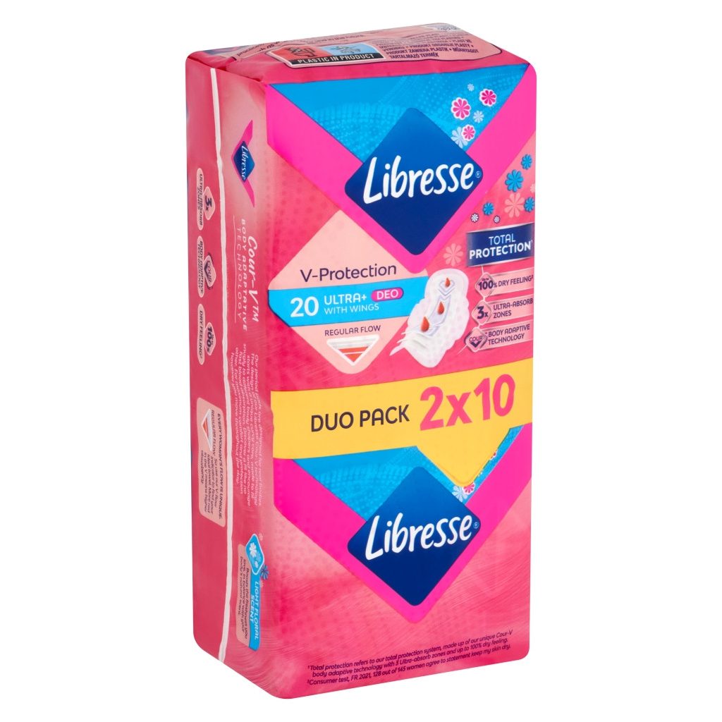 Libresse Ultra+ Deo szárnyas egészségügyi betét enyhén illatosított (4x10 db)