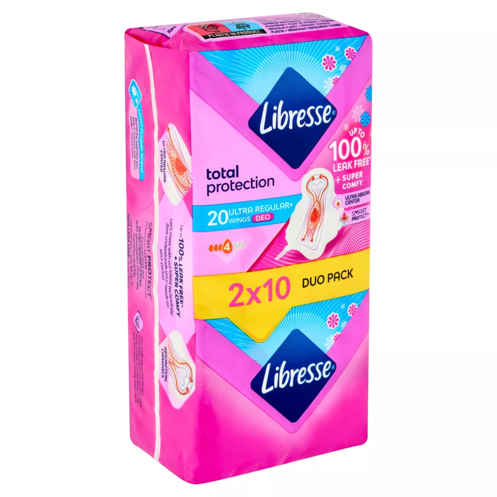 Libresse Ultra+ Deo szárnyas egészségügyi betét enyhén illatosított (4x10 db)