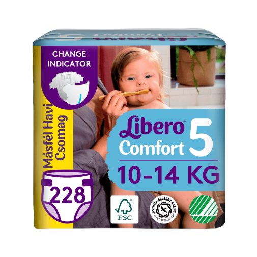 INGYENES SZÁLLÍTÁS - Libero Comfort 5 pelenka, 10-14 kg, MÁSFÉL HAVI PELENKACSOMAG 228 db