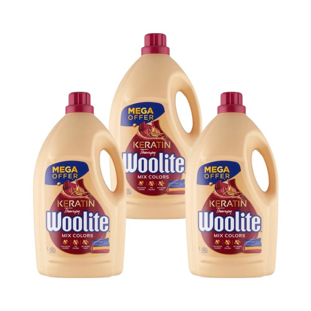 Woolite Keratin Therapy mosószer színes ruhákhoz 3x4,5 liter (225 mosás)