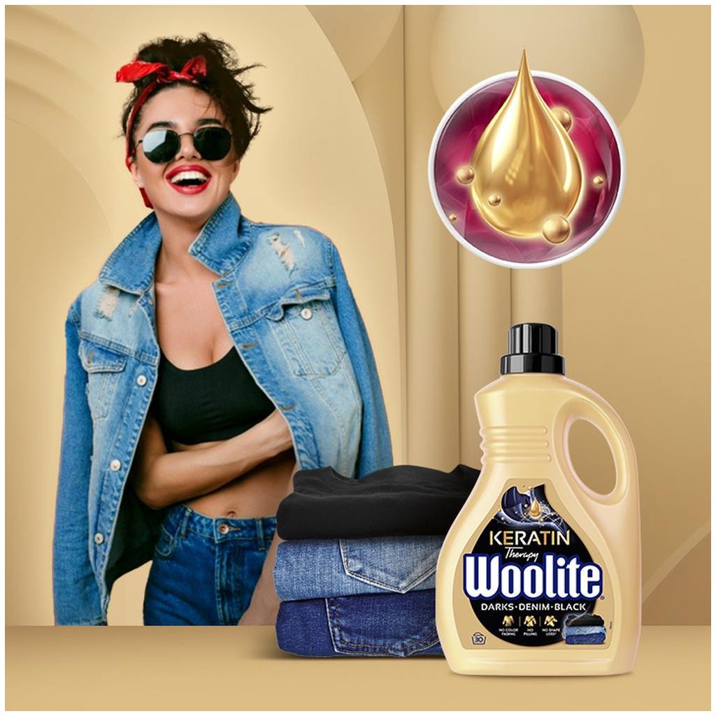 Woolite Keratin Therapy mosószer sötét ruhákhoz 3x4,5 liter (225 mosás)