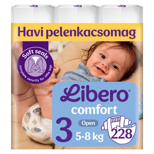 Libero Comfort 3 pelenka, 5-8 kg, HAVI PELENKACSOMAG 228 db + ajándék pelenka minta