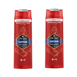   Old Spice Captain 3 az 1-ben tusfürdő és sampon férfiaknak (2x400 ml)