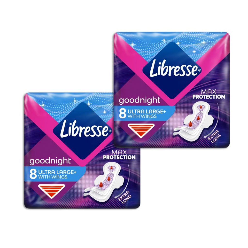 Libresse Ultra Large+ Goodnight szárnyas éjszakai egészségügyi betét (2x8 db)