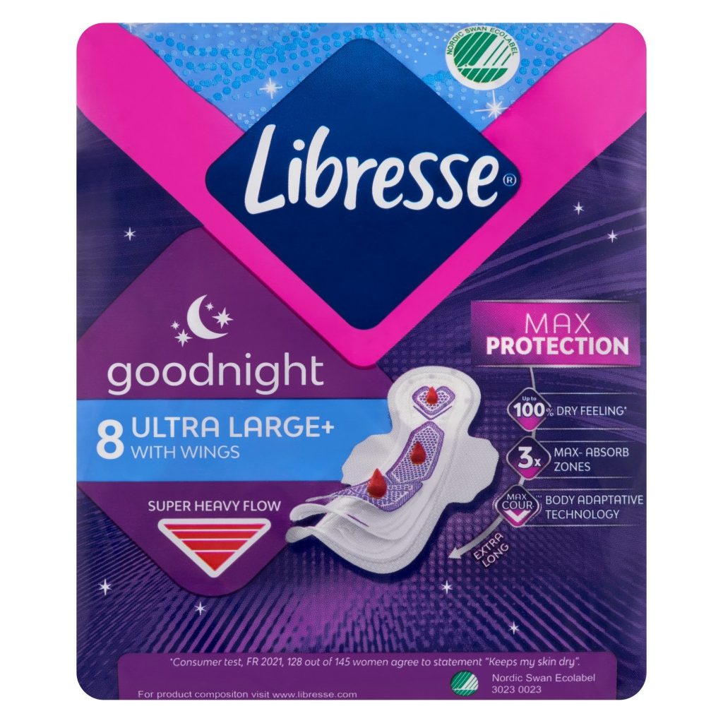 Libresse Ultra Large+ Goodnight szárnyas éjszakai egészségügyi betét (2x8 db)