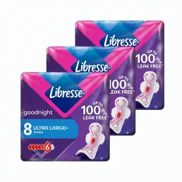   Libresse Ultra Large+ Goodnight szárnyas éjszakai egészségügyi betét (3x8 db)