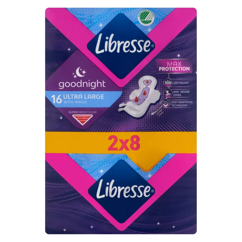 Libresse Ultra Goodnight Large Wings egészségügyi betét (4x8 db)