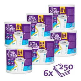   Violeta ALL IN 1 MAXI háztartási papírtörlő, 2 rétegű, 6 tekercs (1500 lap)
