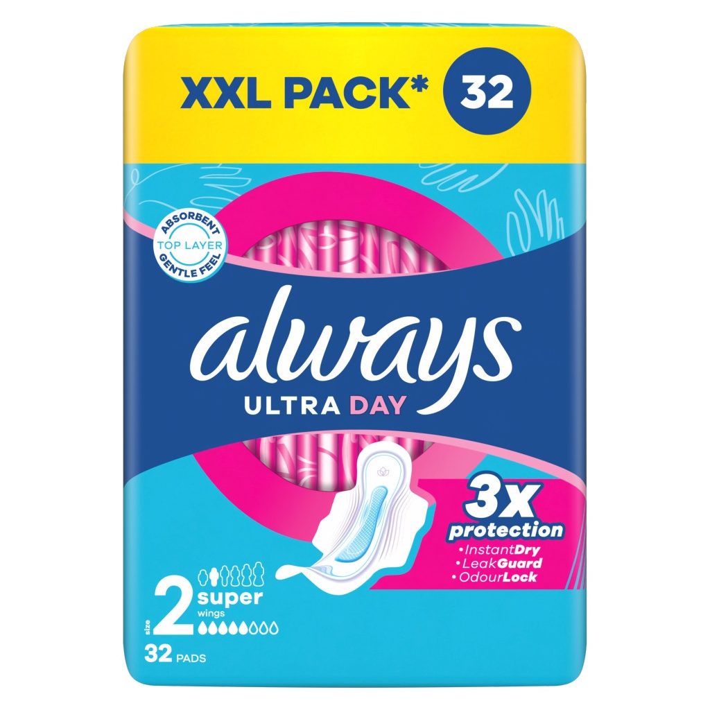 Always Ultra Day Super egészségügyi szárnyas betét, 2-es méret (64 db)