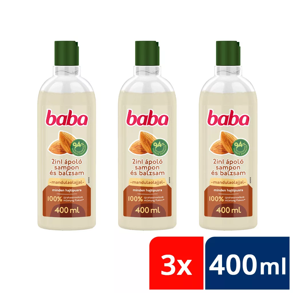 Baba 2in1 sampon és balzsam mandulaolajjal minden hajtípusra 3x400 ml