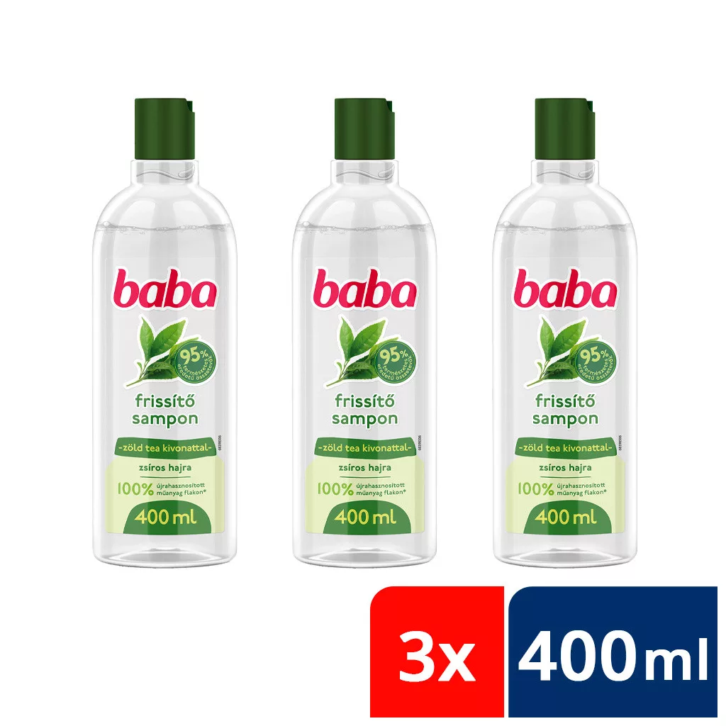 Baba sampon zöld tea kivonattal zsíros hajra 3x400 ml