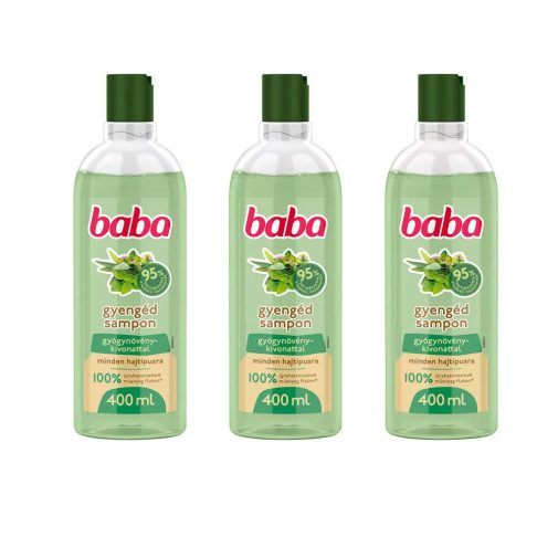 Baba sampon gyógynövény kivonattal minden hajtípusra 3x400 ml + ajándék törölköző