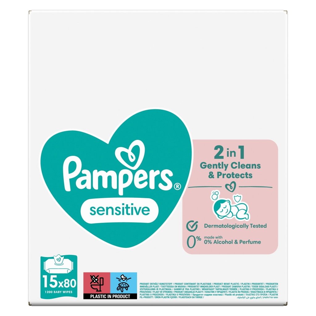 INGYENES SZÁLLÍTÁS - Pampers Sensitive nedves törlőkendő (2x15x80 db)