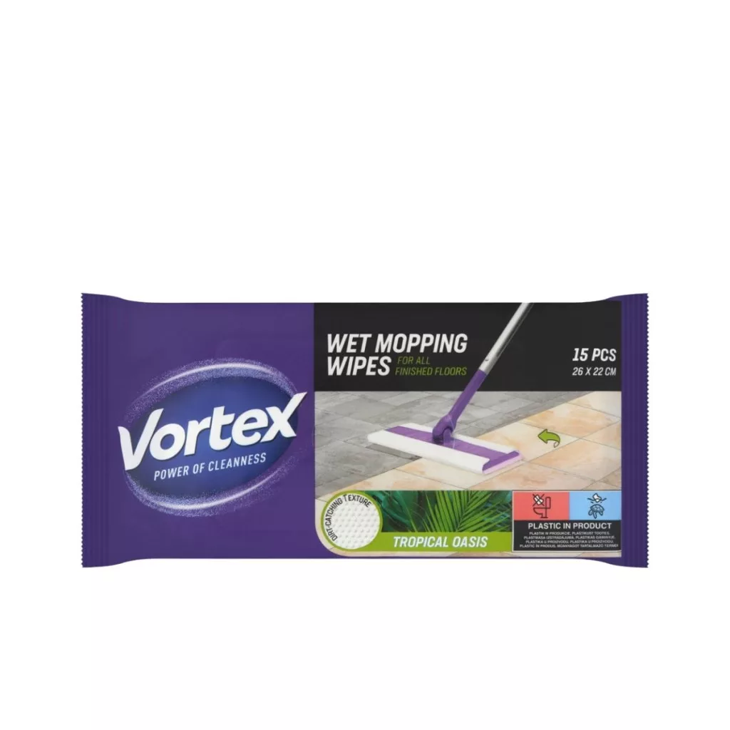VORTEX Nedves felmosó törlőkendő trópusi illattal (4x15 db)