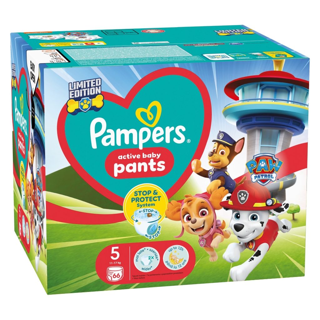 Pampers Active Baby Pants Mancs Őrjárat bugyipelenka 5, 11-17 kg, HAVI PELENKACSOMAG 1+1, 132 db