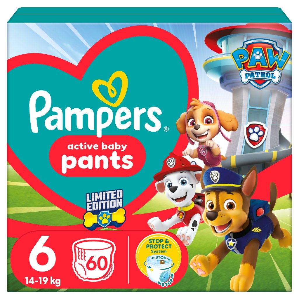 Pampers Active Baby Pants Mancs Őrjárat bugyipelenka 6, 13+ kg, HAVI PELENKACSOMAG 1+1, 120 db